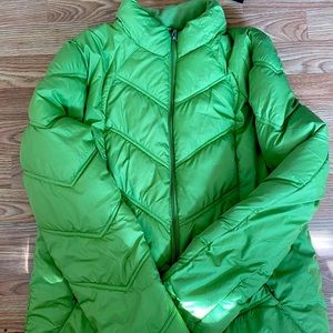 green puffer coat